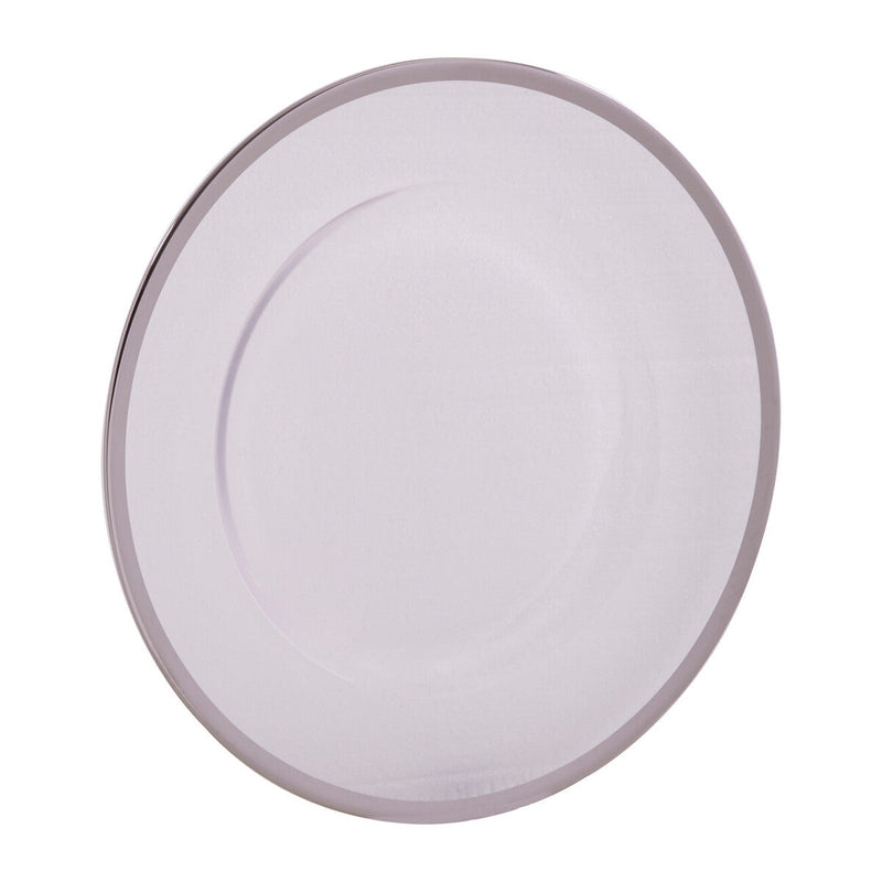 Ida Set of Four 33cm Dia Plain Charger Plates with Silver Rims