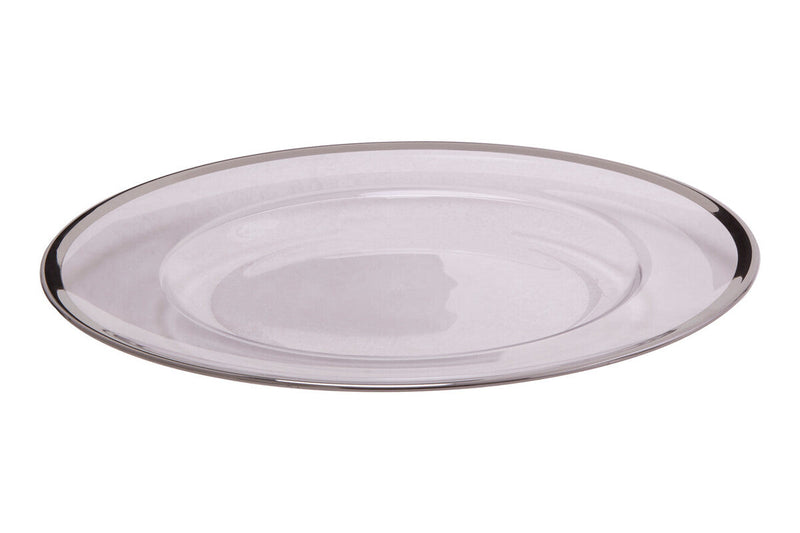Ida Set of Four 33cm Dia Plain Charger Plates with Silver Rims