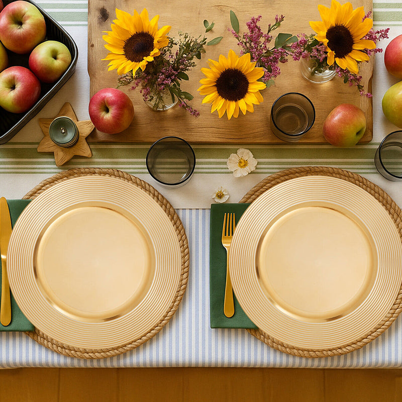 Gold Charger Plate with Ribbed Rim | Dia