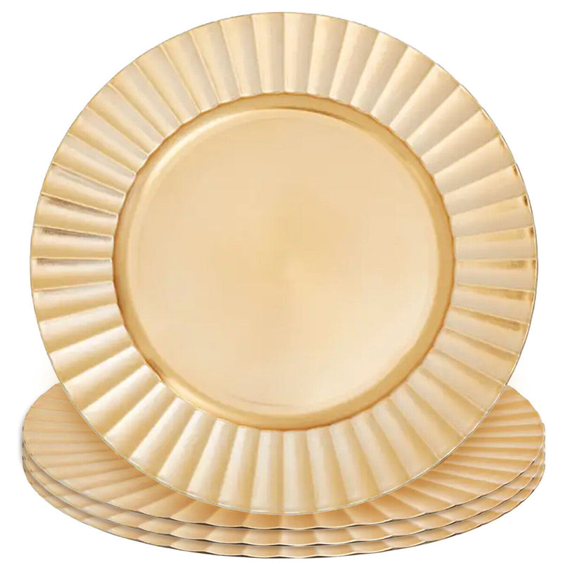 Gold Finish Wave Rim Charger Plate | Dia