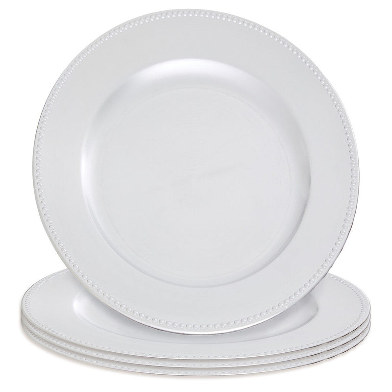 Silver Charger Plate with Dotted Rim | Dia
