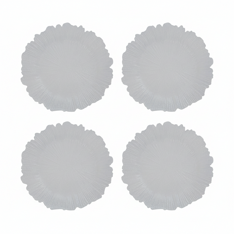 Set of Four 33cm Dia White Reef Charger Plates