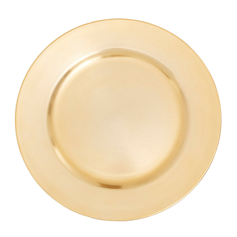 Set of Four 33cm Dia Gold Finish Flat Style Charger Plates