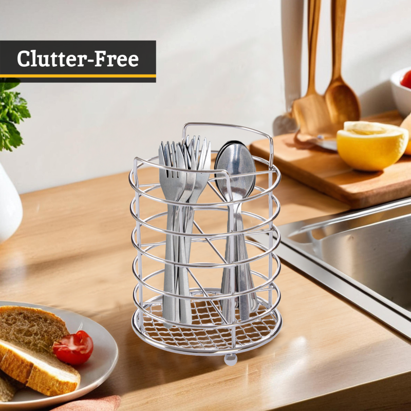 Chrome 4 Section Cutlery Caddy | Soren