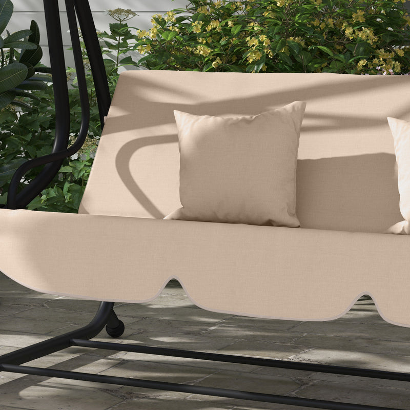 Outsunny 2-in-1 Garden Swing Chair for 3 Person w/ Adjustable Canopy Light Brown