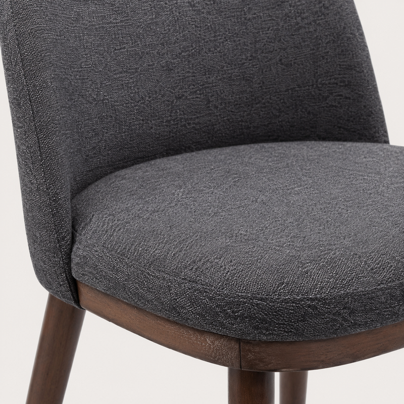 Dany Set of 2 Walnut Dining Chairs in Black Fabric
