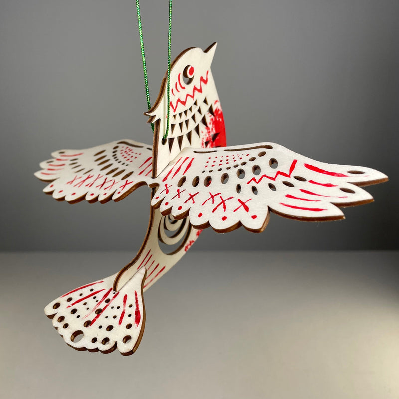 Christmas Bird Bauble - Handmade Ornament