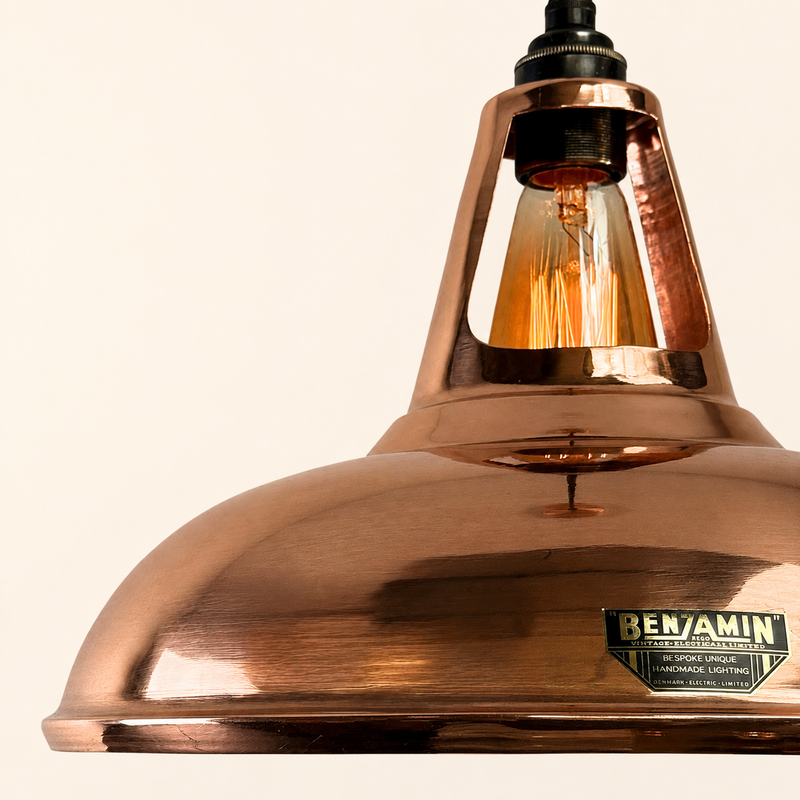 Cawston XL - Genuine Solid Copper Slotted Lampshade Pendant Set Light - 14 Inch