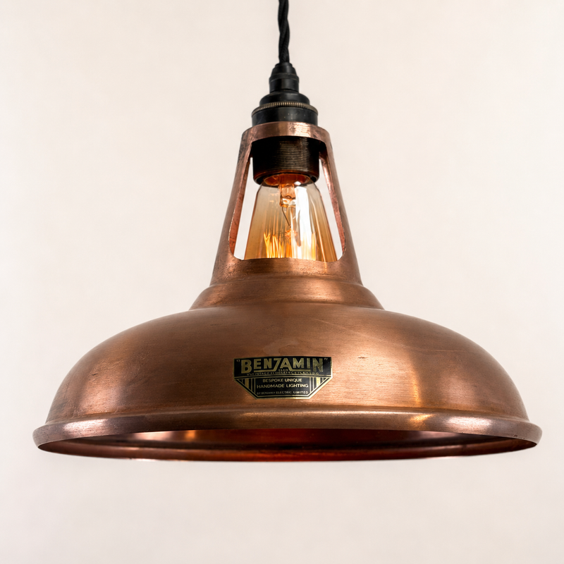 Cawston - Antique Copper Slotted Lampshade Pendant Ceiling Light - 11 Inch