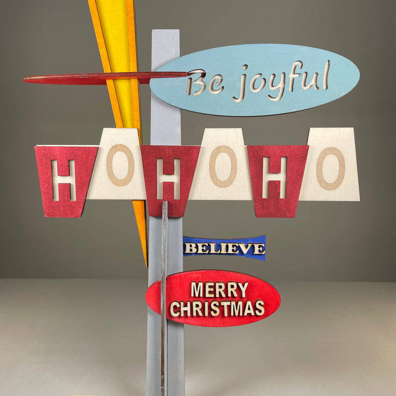 Retro Ho Ho Ho Sign - Handmade Ornament