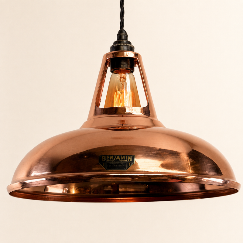 Cawston XL - Genuine Solid Copper Slotted Lampshade Pendant Set Light - 14 Inch