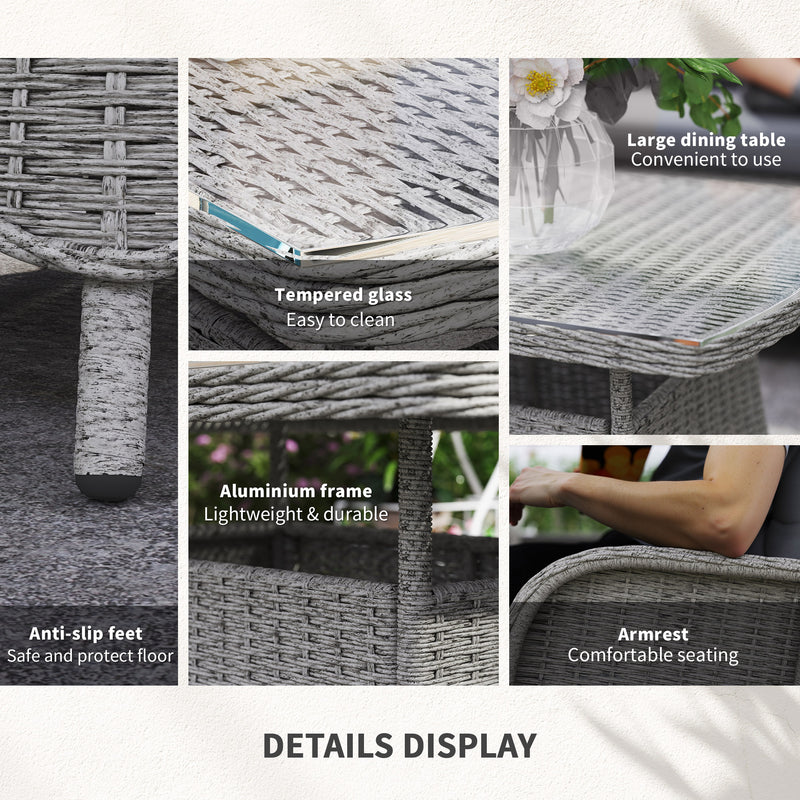 Outsunny 4 PCs Outdoor Rattan Sofa Set, Wicker Sectional Sofa Set Light Grey