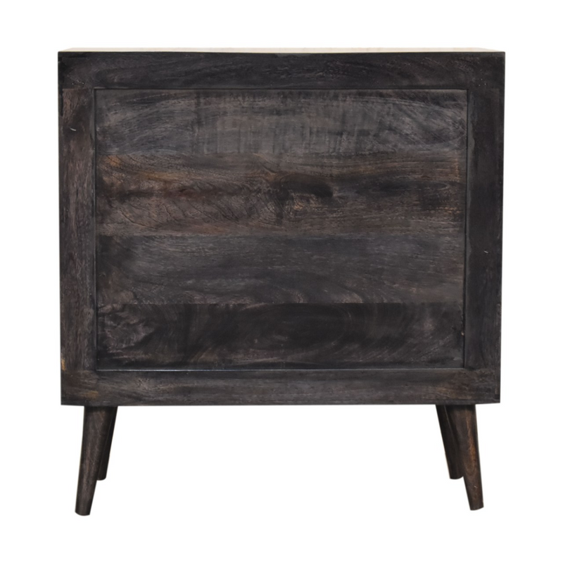 Artisan Furniture Solid Wood Kobe Cabinet, Black, Sliding Door and 2 Drawers
