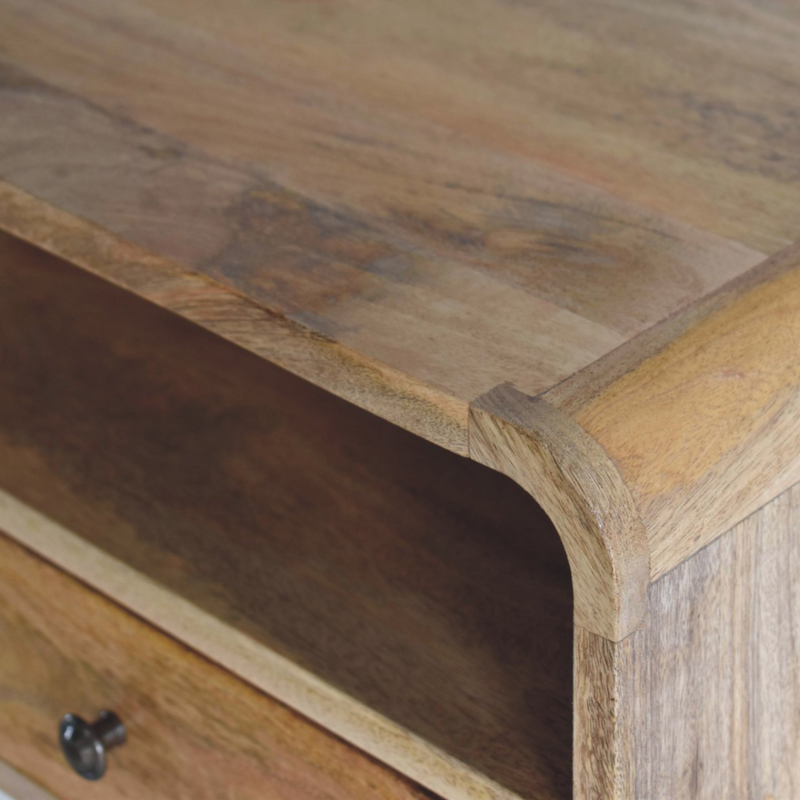 Artisan Furniture Solid Wood Large Oak-ish Curve Upper Slot Floating Bedside