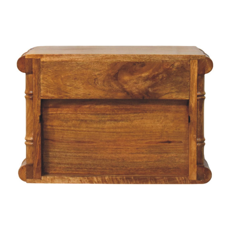 Artisan Furniture Solid Wood Bamboo Open Bedside in Amber Oak Finish, 1 Drawer & 1 Shelf, Brown
