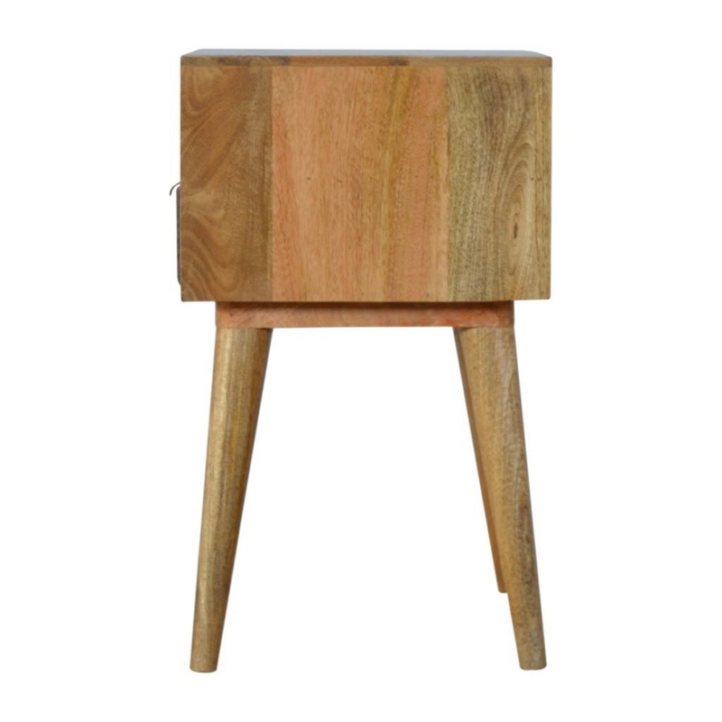Artisan Furniture Solid Wood Grey Tweed Bedside with Open Slot