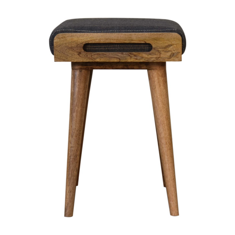 Artisan Furniture Solid Mango Wood Pewter Tweed Tray Style Footstool