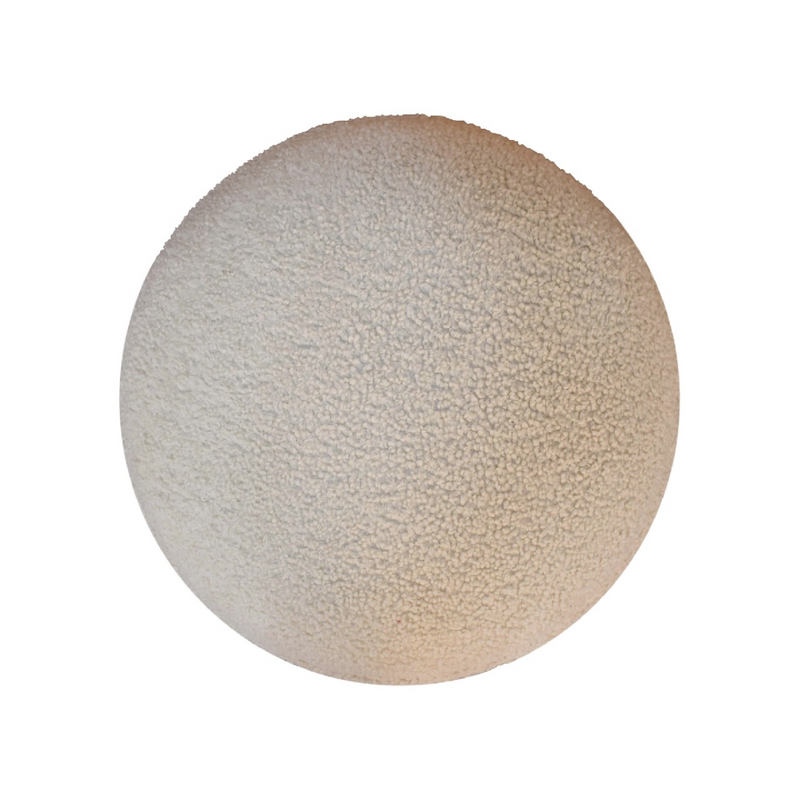 Artisan Furniture Solid Mango Wood Cream Boucle Rounded Footstool