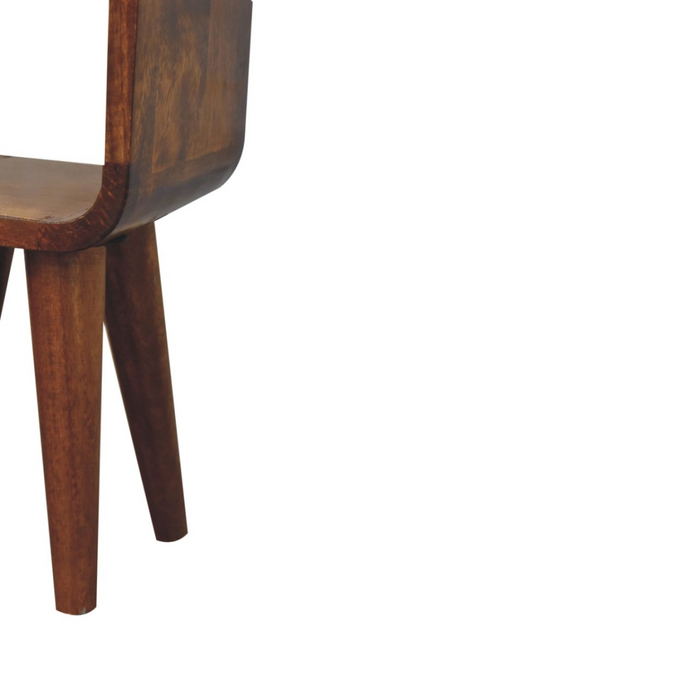 Artisan Furniture Solid Wood Extra Mini Minimalist Open Curved Chestnut Bedside