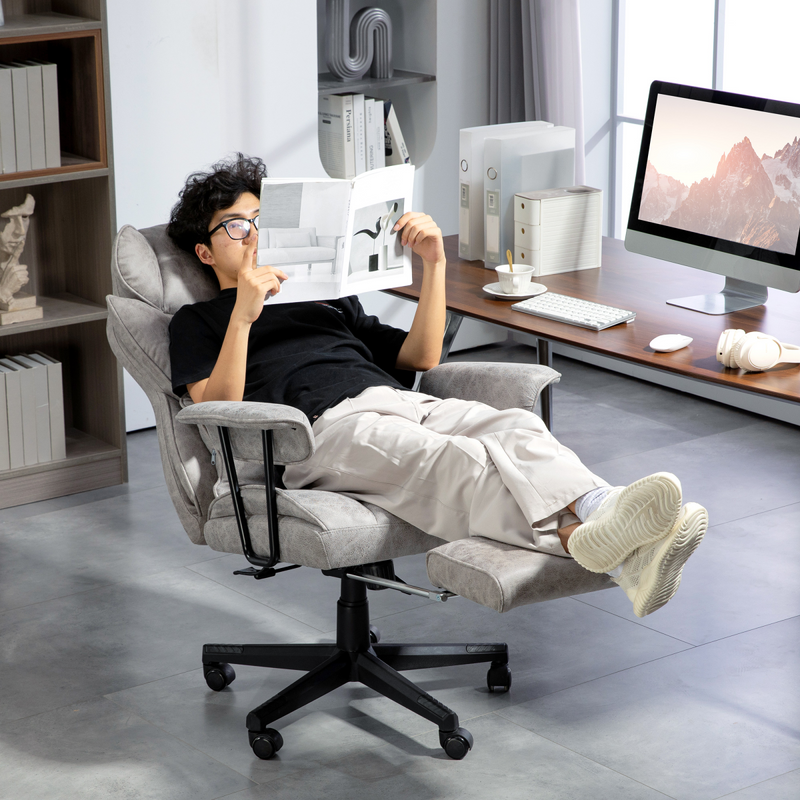 HOMCOM Office Chair, Ergonomic Desk Chair with Foot Rest, Grey