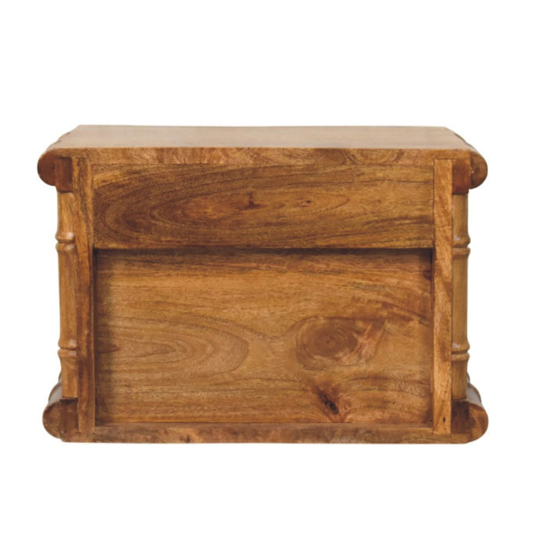Artisan Furniture Solid Wood Bamboo Bedside in Amber Oak Finish, 2 Drawers, Brown
