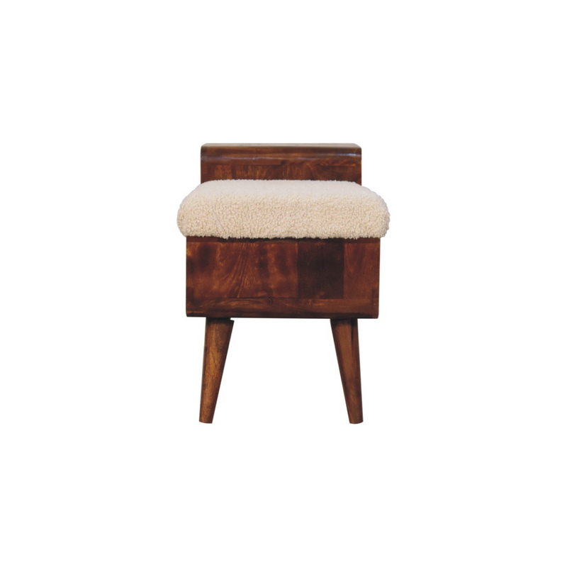 Artisan Furniture Solid Mango Wood Boucle Carved Chestnut Telephone Table