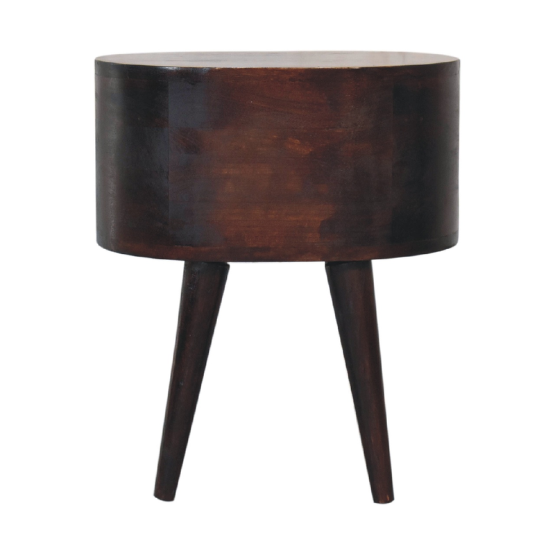 Artisan Furniture Solid Wood Light Walnut Rounded Bedside Table, 2 Drawers, Brown