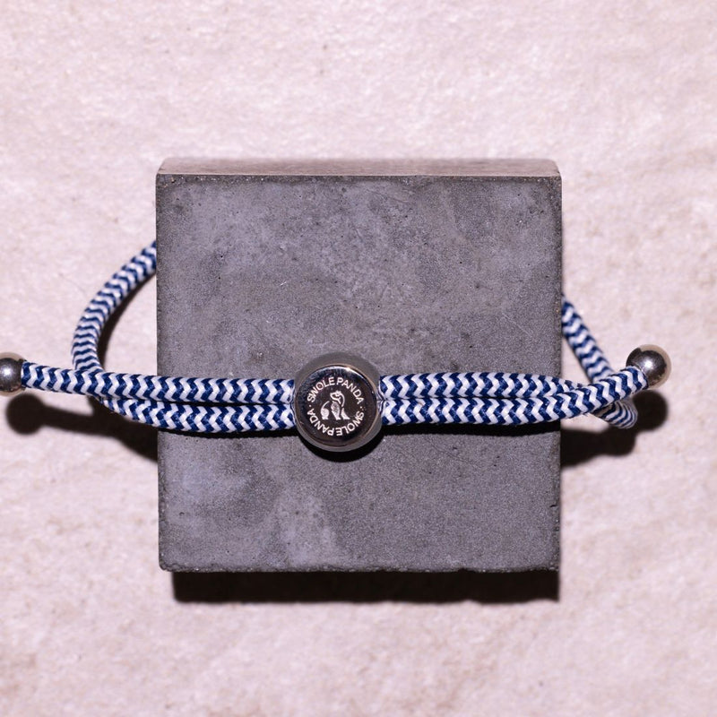Rope Bracelet - Blue & White Zigzag