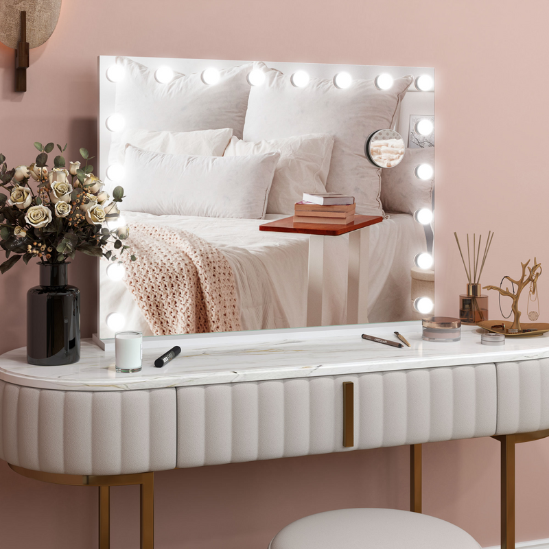 HOMCOM Hollywood Vanity Mirror with Lights, 10X Magnifying, USB Port, White