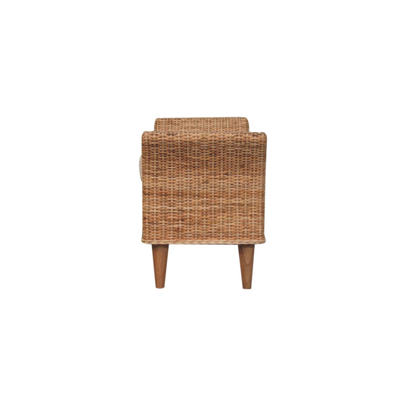 Artisan Furniture Solid Wood Upholstered Riviera Woven Bench, Cream & Beige