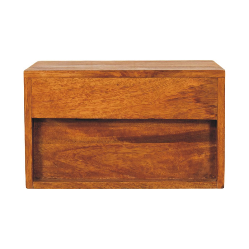 Artisan Furniture Solid Wood Turned Pillar Wall Nightstand, 1 Drawer & 1 Shelf, Brown