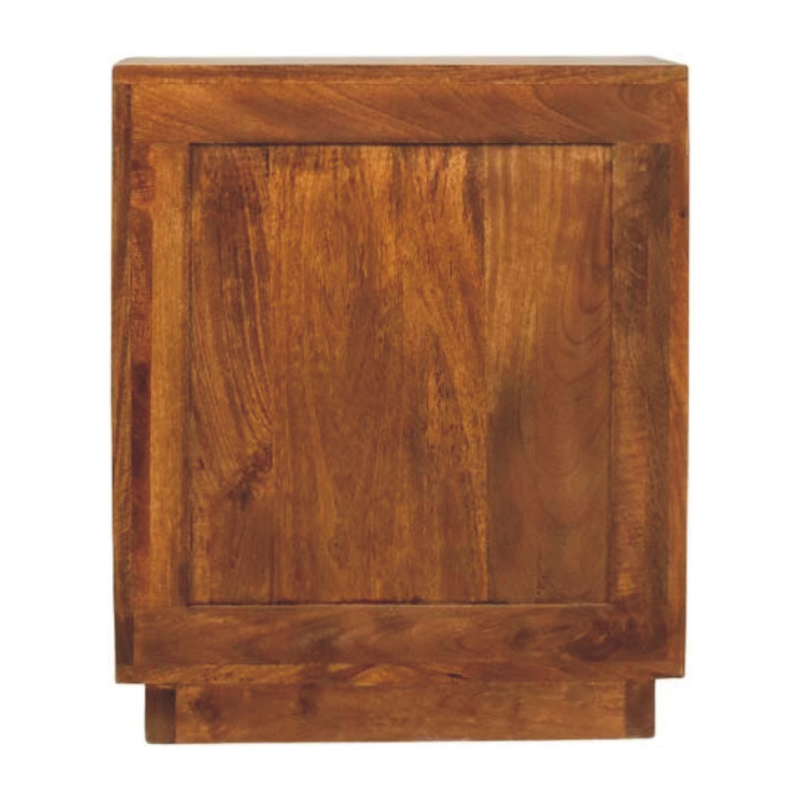 Artisan Furniture Solid Wood Solid Wood Curved Ribbed Bedside, 1 Drawer And 2 Shelfs, Brown