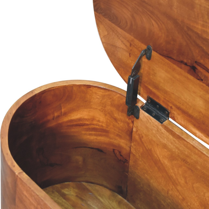 Artisan Furniture Solid Mango Wood Chestnut Rounded Lid up Blanket Box