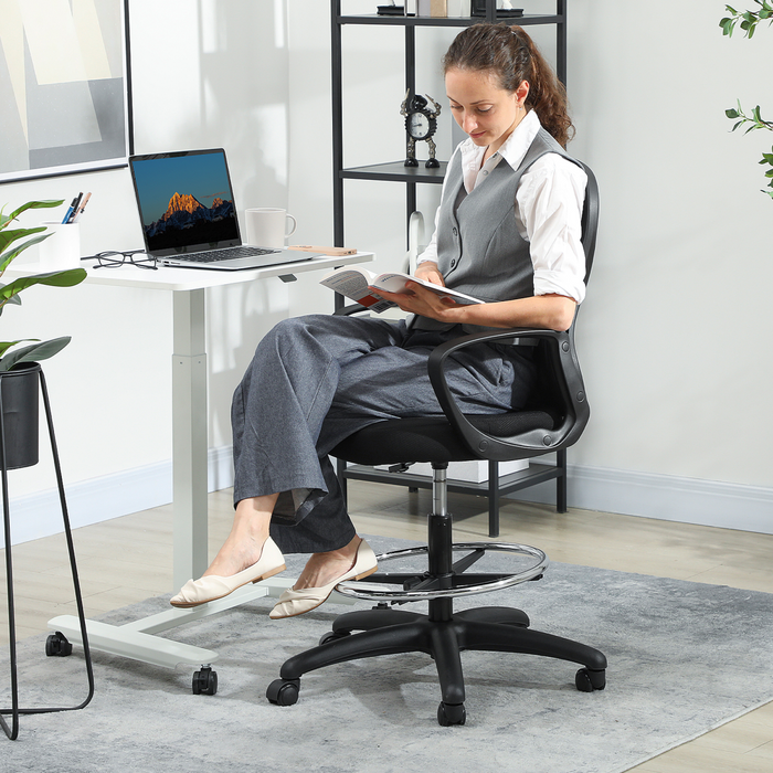 Vinsetto Mesh Office Chair with Lumbar Support, Adjustable Height, Black