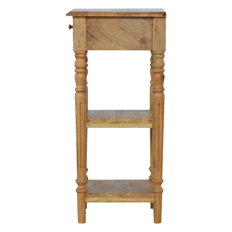 Artisan Furniture Solid Wood Turned Leg Telephone Table, 1 Drawer & 2 Open Slots, Beige