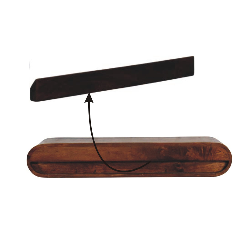 Artisan Furniture Solid Wood Arc Wall-Mounted Media Console, 1 Shelf, Brown