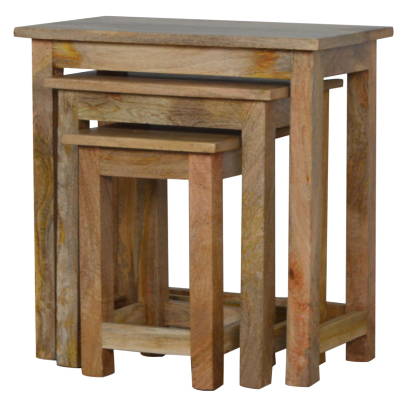 Artisan Furniture Country Solid Wood Stool Set of 3, Beige