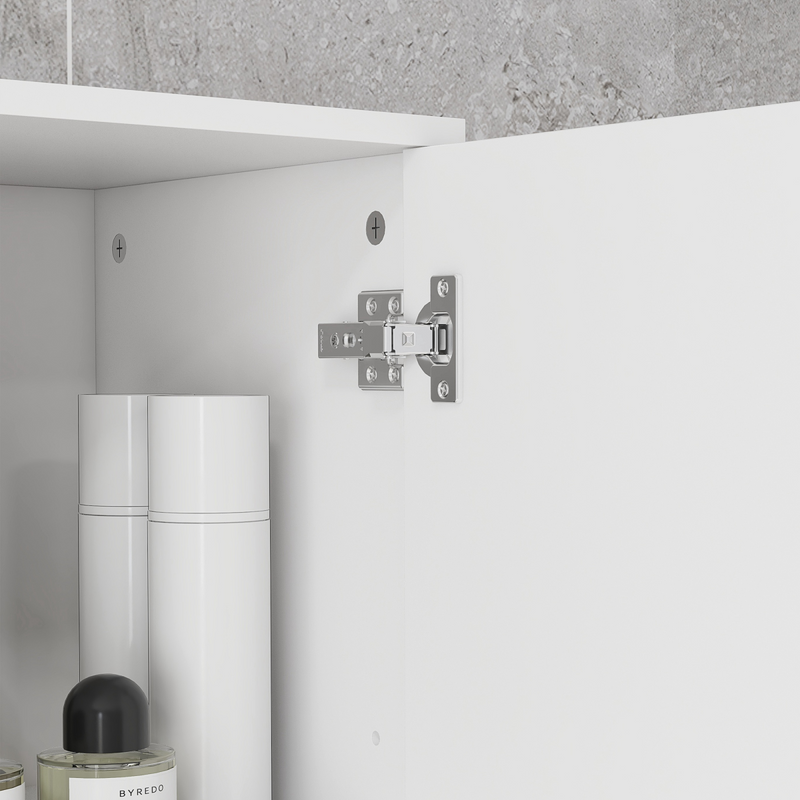 kleankin Tall Narrow Bathroom Storage Cabinet Cupboard w/ Cabinets, White