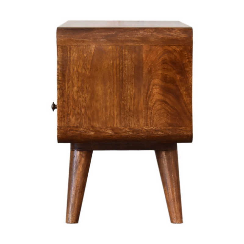 Artisan Furniture Solid Wood Mini Chestnut Curved Media Unit with 2 Drawers