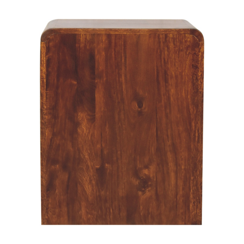 Artisan Furniture Solid Wood Chestnut T-Bar Rounded Bedside, 1 Drawer and Open Space, Dark Brown