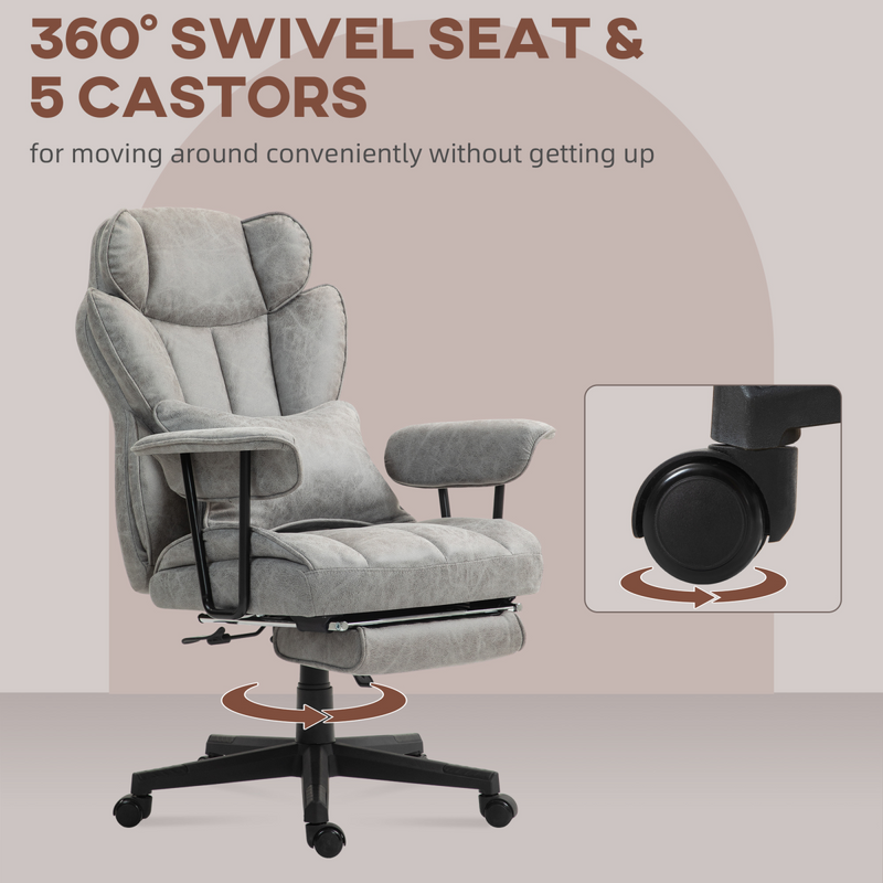 HOMCOM Massage Office Chair, Heated Reclining Desk Chair, Grey