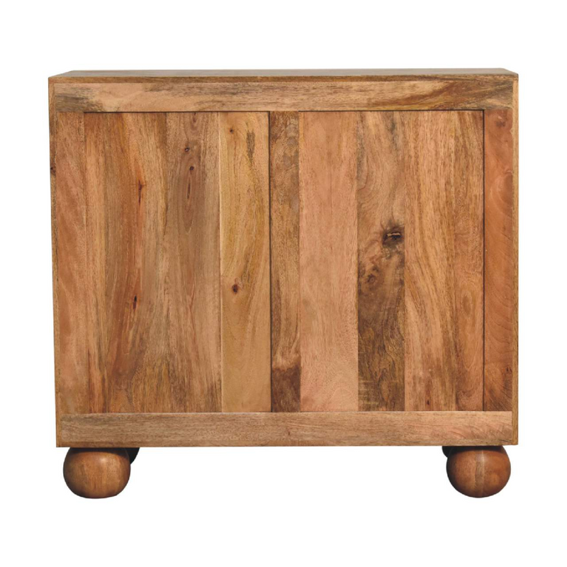 Artisan Furniture Solid Wood Rattan Ball Cabinet, Beige, 2 Doors