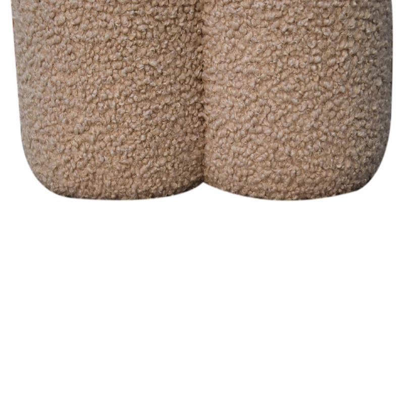 Artisan Furniture Solid Mango Wood Mud Boucle Clover Footstool