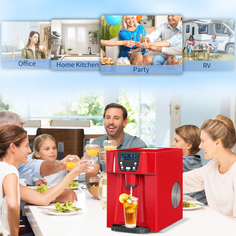 HOMCOM Ice Maker Machine and Water Dispenser 9 Ice Cubes Ready in 6-10 Mins