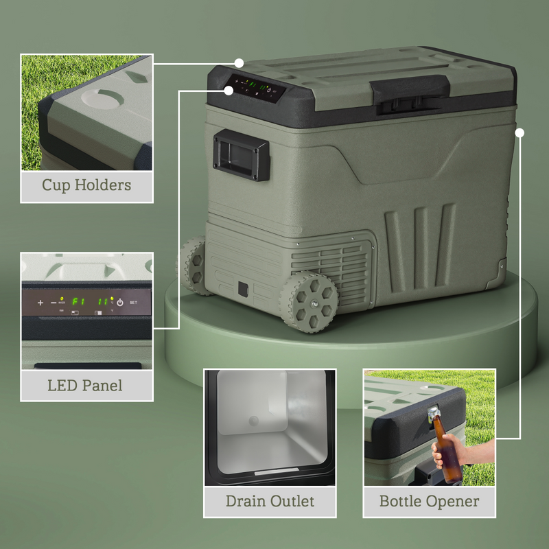 Outsunny 45L Camping Fridge Freezer Dual Zone Car Fridge, DC & AC, -20-20℃