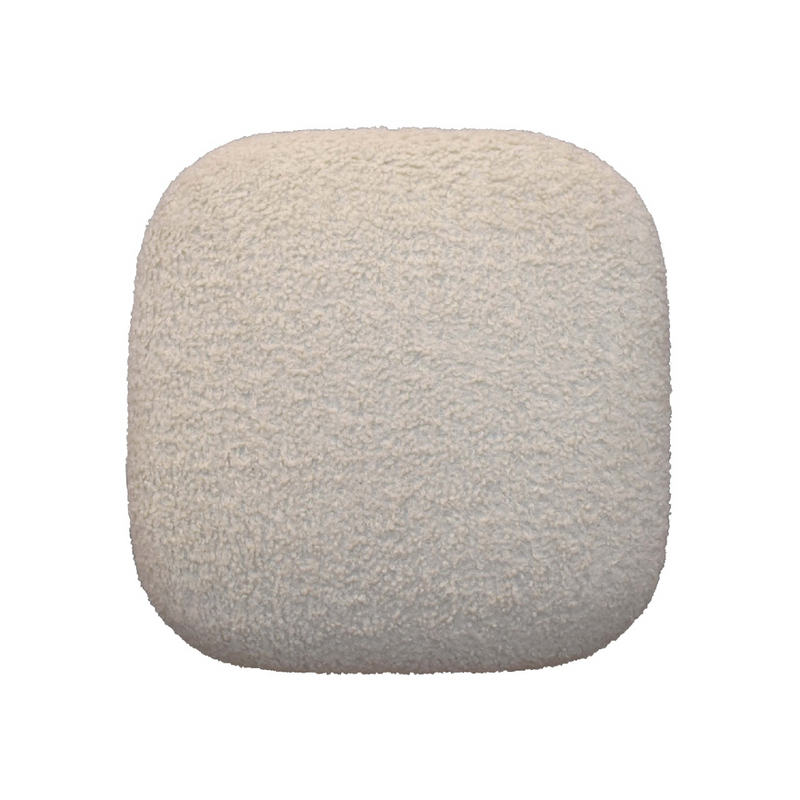 Artisan Furniture Solid Mango Wood Boucle Cream Square Footstool