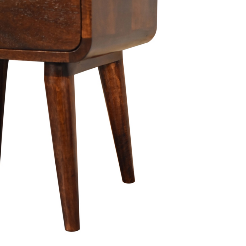 Artisan Furniture Solid Wood Curved Dark Walnut Bedside