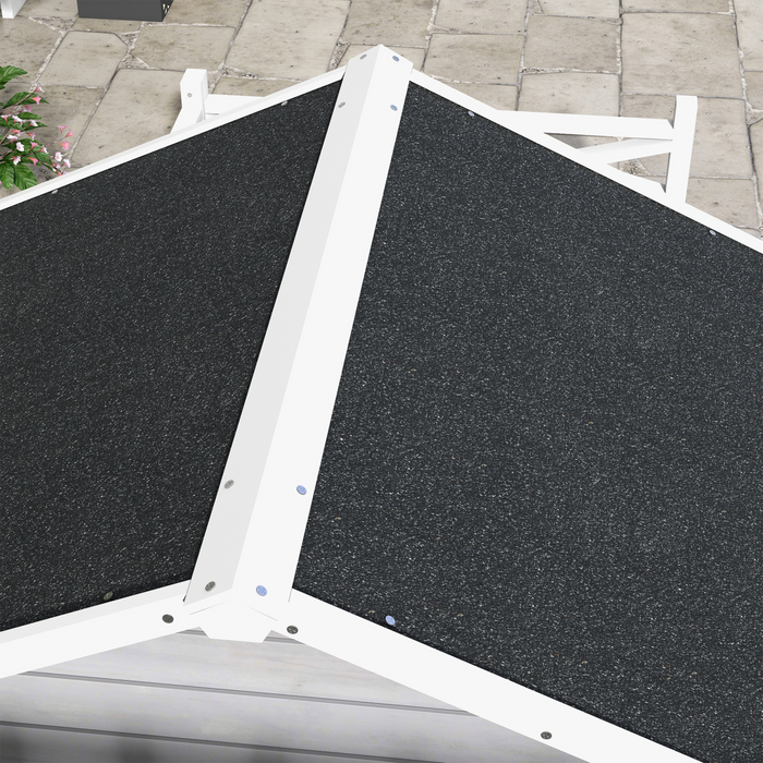 PawHut Wooden Dog House w/ Porch, Water-resistant Roof, for S M Dogs, Grey