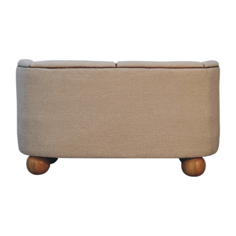 Artisan Furniture Solid Wood Boucle Cream Buffalo Small Sofa