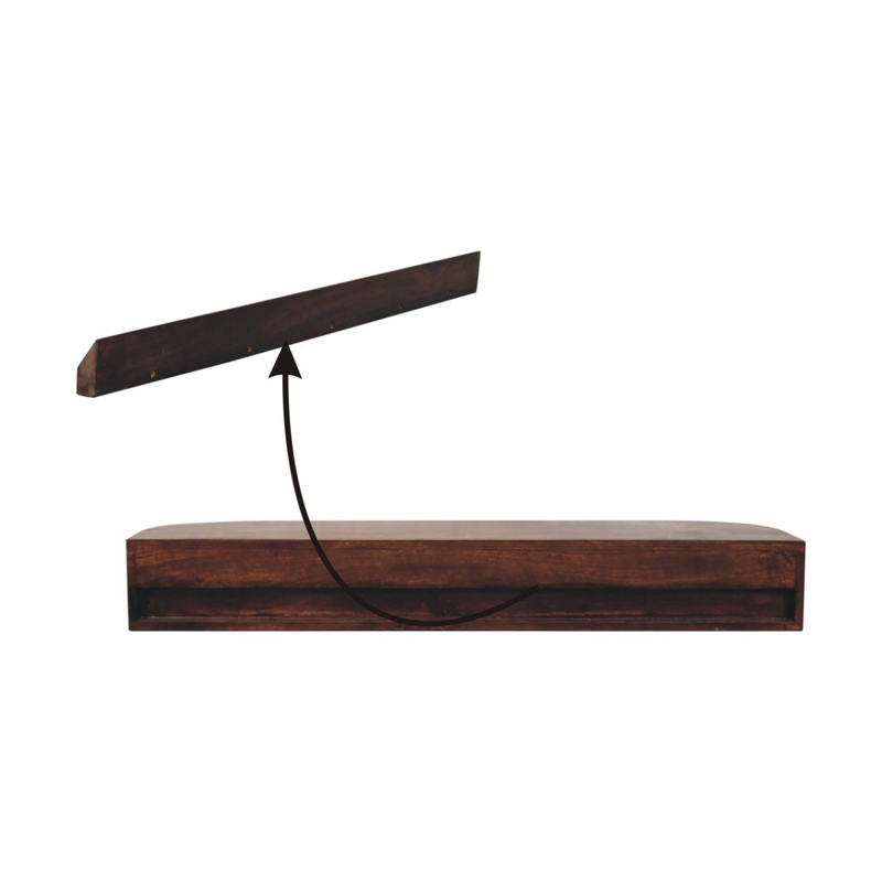 Artisan Furniture Solid Wood Lunar Wall Mounted Chestnut Console, 2 Drawers, Open Slot